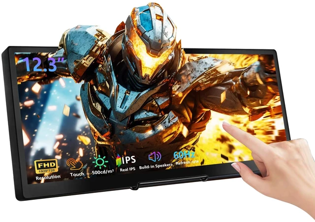Main image of 12.3 Inch Touchscreen Monitor, FHD IPS 1920x720 Stretched Bar LCD Touch Display, Travel Portable Touch Screen Secondary Display for Computer Windows macOS Aida64 GPU CPU RAM Monitoring