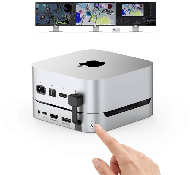 Main image of Mac mini M6, M5 Pro, M4 Dock with 8TB M.2 NVMe SSD Enclosure 13-in-1 Mac mini Dock, Max Triple Display, 4K@144Hz DP, 4K@60Hz HDMI, 10Gbps USB, SD/microSD, One-Touch Power Button, Audio