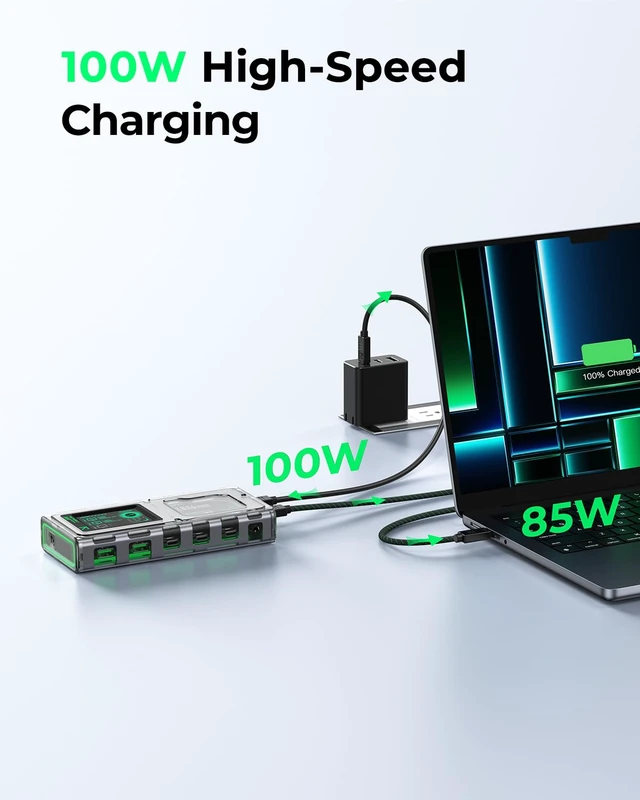 Alt view image 6 of 7 - CyberAxon D5 13-in-1 Laptop Docking Station Dock - USB C Docking Station with 2.4" Touchscreen, 3X HDMI (4K@60Hz), 100W PD, 10Gbps USB-C, Ethernet, for Mac/Windows/iPad