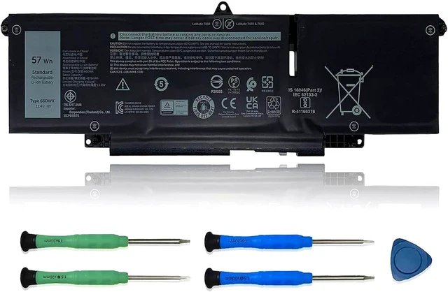 Main image of 66DWX Laptop Battery Compatible with Dell Latitude 7340 7350 7440 7450 7640 7650 Series Notebook 086D0Y 86D0Y 00HYH8 0HYH8 11.4V 57Wh 4878mAh
