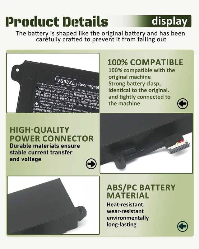 Alt view image 5 of 6 - 95Wh 4-Cell VS08XL M86087-005 Battery Replacement for HP ZBook Fury 16 G9 ZBook Fury 16 G10 ZBook Fury 16 G11 Mobile Workstation 2080 Series Notebook -15.44V 5907mAh