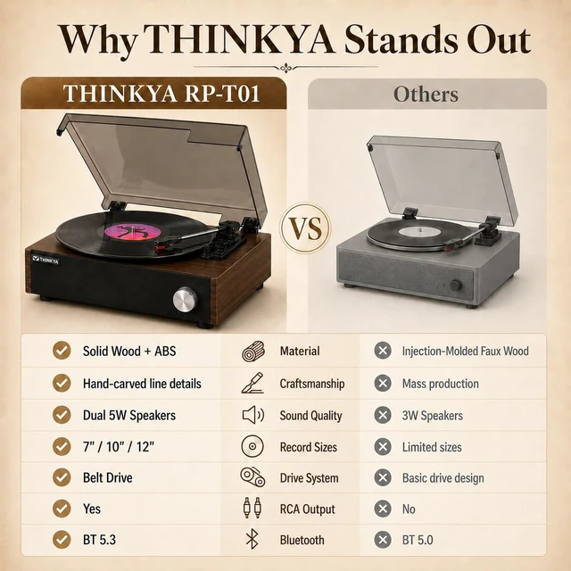 Alt view image 2 of 7 - Vinyl Record Player, BluetoothTurntable, Built-in Stereo Speakers 3-Speed Belt-Drive Record Player with Auto-Stop, RCA Output, Retro Brown Vinyl Player for Beginners & Gift