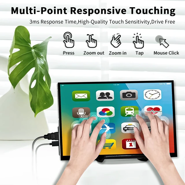 Alt view image 3 of 7 - Raspberry Pi Touchscreen,10 Inch Monitor HDMI,1024×600 Mini Monitor,16:9 IPS Screen Small Portable Display for Raspberry Pi 400/4/3/2/Zero/B/B+ Jetson Nano Win11/10/8/7