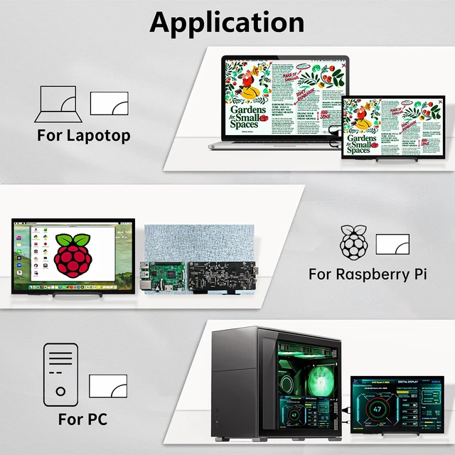 Alt view image 7 of 7 - Raspberry Pi Touchscreen,10 Inch Monitor HDMI,1024×600 Mini Monitor,16:9 IPS Screen Small Portable Display for Raspberry Pi 400/4/3/2/Zero/B/B+ Jetson Nano Win11/10/8/7