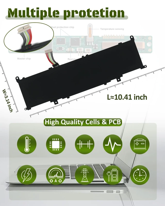 Alt view image 6 of 6 - 56.04Wh RX03XL N70706-005 Battery for HP EliteBook 640 645 630 660 G11 & ProBook 440 445 460 465 G11 Series NotebookCompatible with N78704-005 HSTNN-WB0H TPN-DB1Z - 11.58V 4646mAh Replacement