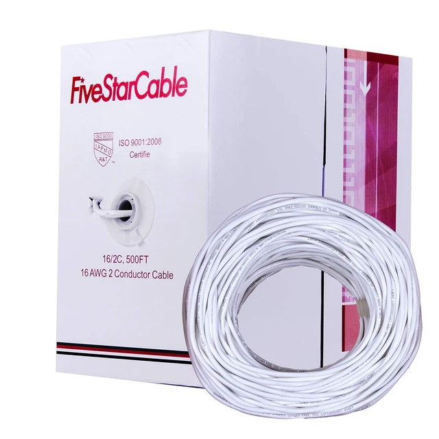 Alt view image 5 of 6 - 16-2 500 Ft. 16/2 CMR Rated Solid Bare Copper 2 Conductors Audio Speaker Lightning Installation High-Power Home Wiring Cable Wire White