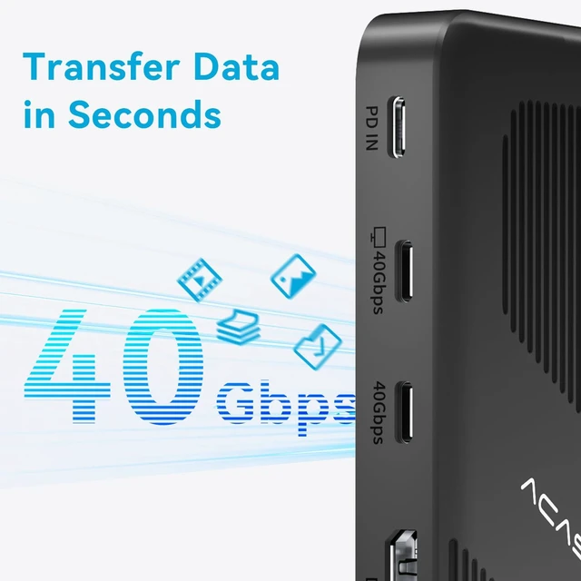 Alt view image 6 of 7 - 40Gbps Dock - with DP Port, PD 100W, 40Gb/s, USB C/A, Laptop Docking Station Dual Monitor Single 8K or Dual 6K Display for Windows and Mac, Compatible with USB4