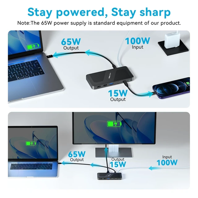 Alt view image 7 of 7 - 40Gbps Dock - with DP Port, PD 100W, 40Gb/s, USB C/A, Laptop Docking Station Dual Monitor Single 8K or Dual 6K Display for Windows and Mac, Compatible with USB4