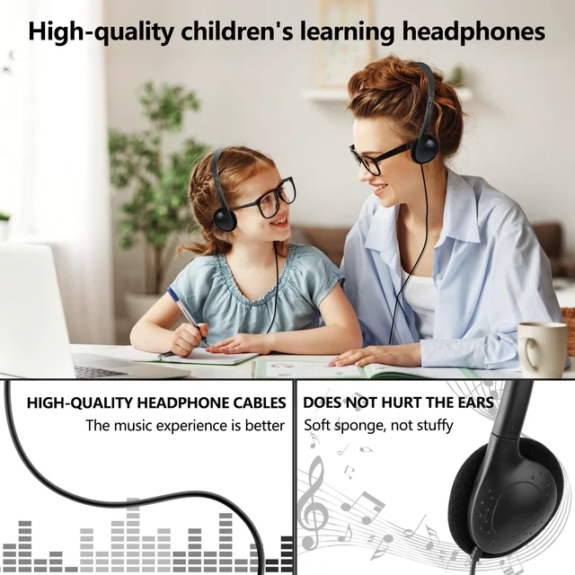 Alt view image 4 of 7 - USB C Headphones Bulk 30 Pack for Classroom School Kids,USB Type C Headphones Class set for Student Children Compatible with Pad Smartphones Tablet Chromebooks Laptops Testing (Black)
