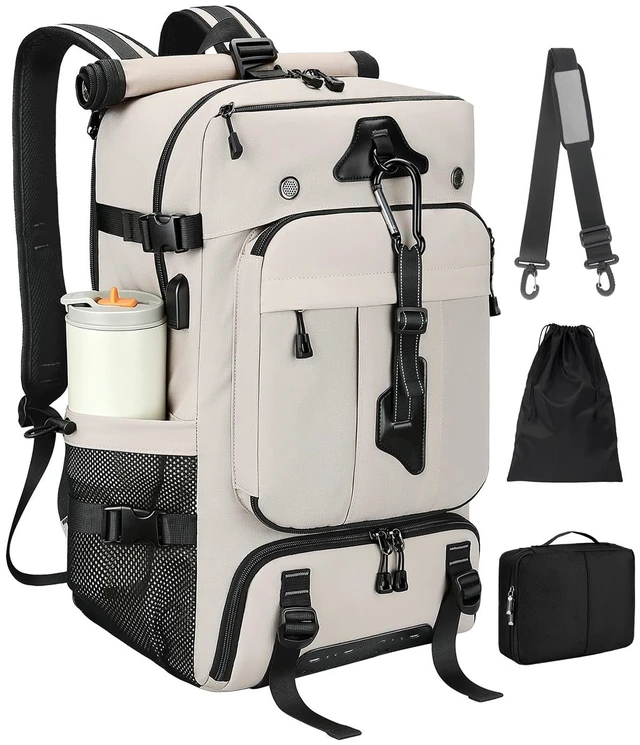 Main image of Travel Backpack for Men,40L Carry On Backpack Fits 16" Laptop 3 in 1 Luggage Duffle Bag with USB Charging Port, Shoe Compartment,for Weekend Getaway, School Book Bag,Overnight Trip,Beige