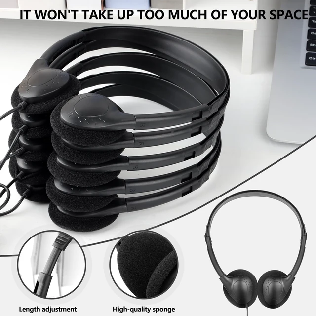 Alt view image 6 of 7 - USB C Headphones Bulk 30 Pack for Classroom School Kids,USB Type C Headphones Class set for Student Children Compatible with Pad Smartphones Tablet Chromebooks Laptops Testing (Black)