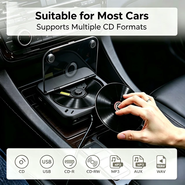 Alt view image 3 of 7 - CD Player for Car, External Portable Car CD Players with USB/AUX Port, Universal USB CD Player for Vehicle, Laptop, TV, Computer, for Android 4.4 and Above Navigation