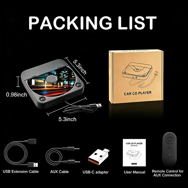Alt view image 6 of 7 - CD Player for Car, External Portable Car CD Players with USB/AUX Port, Universal USB CD Player for Vehicle, Laptop, TV, Computer, for Android 4.4 and Above Navigation