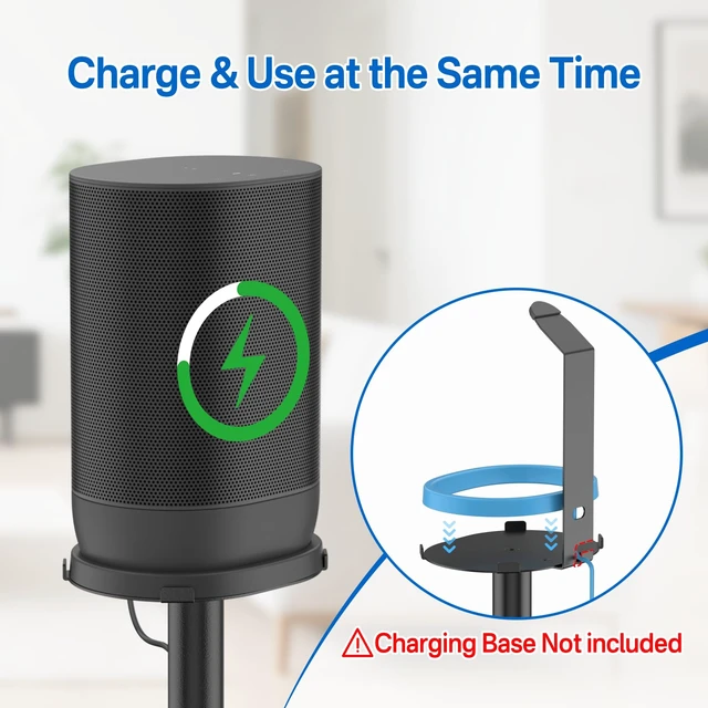 Alt view image 5 of 5 - Height-Adjustable Speaker Stand for Sonos Move Stand, Heavy-Duty Floor Stand for Sonos Move & Move 2 with Concealed Power Cord Design, Easy Installation, Black