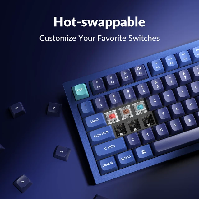 Alt view image 2 of 7 - Q3 TKL Wired Custom Mechanical Keyboard with Knob, Blue Hot-swappable Gateron G Pro Red switches, QMK/VIA programmable, double-gasket design, compatible with Mac, Windows and Linux
