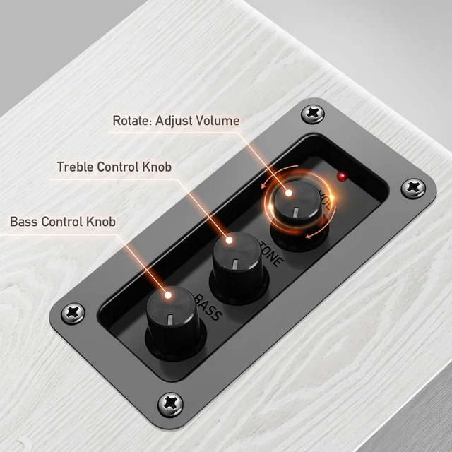 Alt view image 6 of 7 - Powered Bookshelf Speakers for Record Players, RCA Input, White Vinyl Speaker with 4" Drivers, 30W RMS Built-in Class D Amp, Includes RCA and 3.5mm Audio Cables, Plug-and-Play, Wood Cabinet