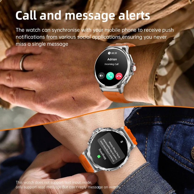 Alt view image 2 of 7 - Smart Watch for Men 1.85" Big Screen Sport Fitness Tracker (Orange) IP67 Waterproof, 710mAh Large Battery, Bluetooth Call, Heart Rate, Outdoor Step Tracker Watch Compatible for iPhone Android