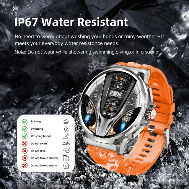 Alt view image 5 of 7 - Smart Watch for Men 1.85" Big Screen Sport Fitness Tracker (Orange) IP67 Waterproof, 710mAh Large Battery, Bluetooth Call, Heart Rate, Outdoor Step Tracker Watch Compatible for iPhone Android