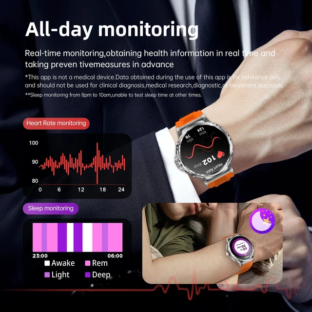 Alt view image 4 of 7 - Smart Watch for Men 1.85" Big Screen Sport Fitness Tracker (Orange) IP67 Waterproof, 710mAh Large Battery, Bluetooth Call, Heart Rate, Outdoor Step Tracker Watch Compatible for iPhone Android
