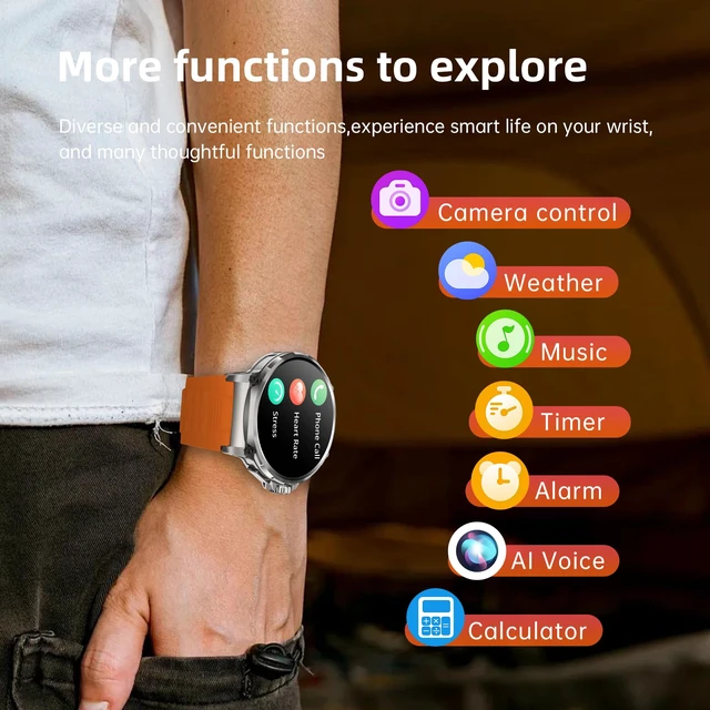 Alt view image 6 of 7 - Smart Watch for Men 1.85" Big Screen Sport Fitness Tracker (Orange) IP67 Waterproof, 710mAh Large Battery, Bluetooth Call, Heart Rate, Outdoor Step Tracker Watch Compatible for iPhone Android