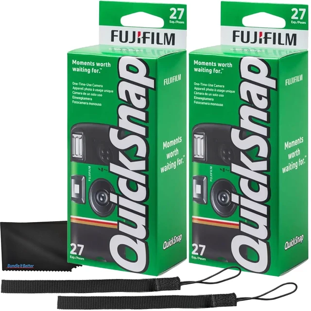 Main image of QuickSnap Flash 400 One-Time-Use Disposable Camera (27 Exposures) 2 Pack with Built-in Flash & 2 Hand Straps ISO 400 Film for Day or Night Shooting