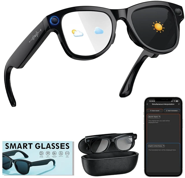Main image of Smart Glasses with Camera and Bluetooth, 4K Anti-Shake POV Camera Glasses with Charging Case, AI Glasses with Transition Lenses Voice Assistant Recording and Video for Men and Women
