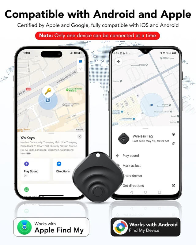 Alt view image 2 of 7 - 2026 Air Tracker Tags Item Locator for Android & iOS Bluetooth Tracker Smart Tags Compatible with Apple Find My (iOS) & Google's Find Hub(Android) for Keys, Luggage, Wallet, Vehicles Black (4 Pack)