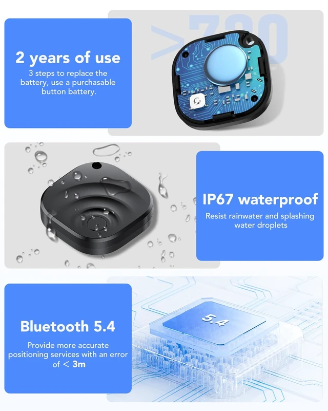 Alt view image 5 of 7 - 2026 Air Tracker Tags Item Locator for Android & iOS Bluetooth Tracker Smart Tags Compatible with Apple Find My (iOS) & Google's Find Hub(Android) for Keys, Luggage, Wallet, Vehicles Black (4 Pack)