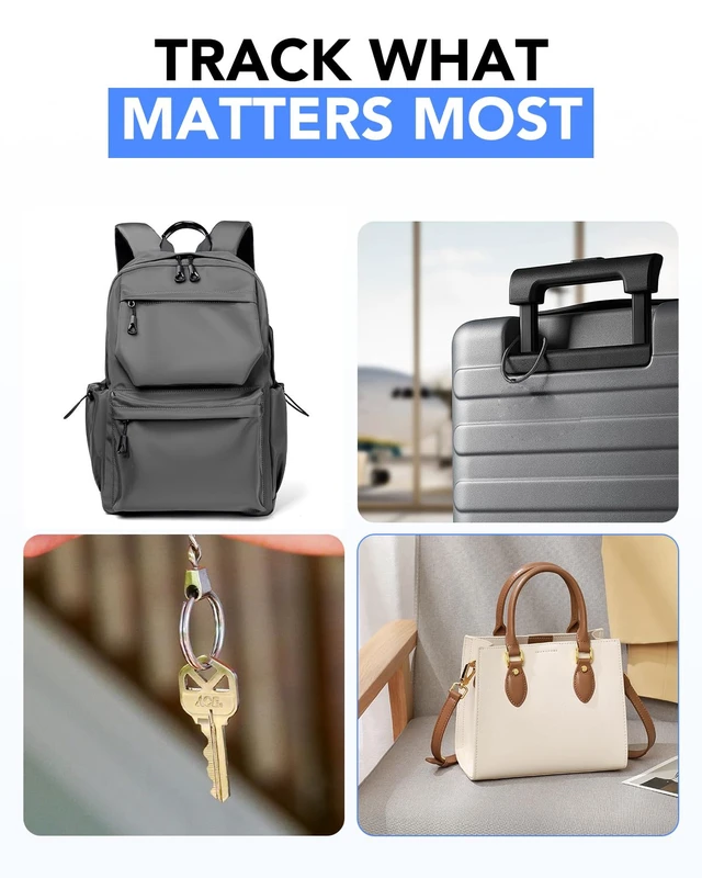 Alt view image 7 of 7 - 2026 Air Tracker Tags Item Locator for Android & iOS Bluetooth Tracker Smart Tags Compatible with Apple Find My (iOS) & Google's Find Hub(Android) for Keys, Luggage, Wallet, Vehicles Black (4 Pack)