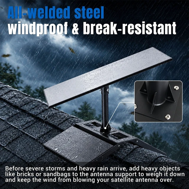 Alt view image 6 of 6 - Compatible with Starlink Gen 3/Standard 4/4X, Heavy Duty Roof Ridge Mount No Drill Pivot Mounting Kit, 360° Rotatable Adjustable Angle, 16x8 Inch Base with Gen 3/Standard 4/4X Pipe Adapter