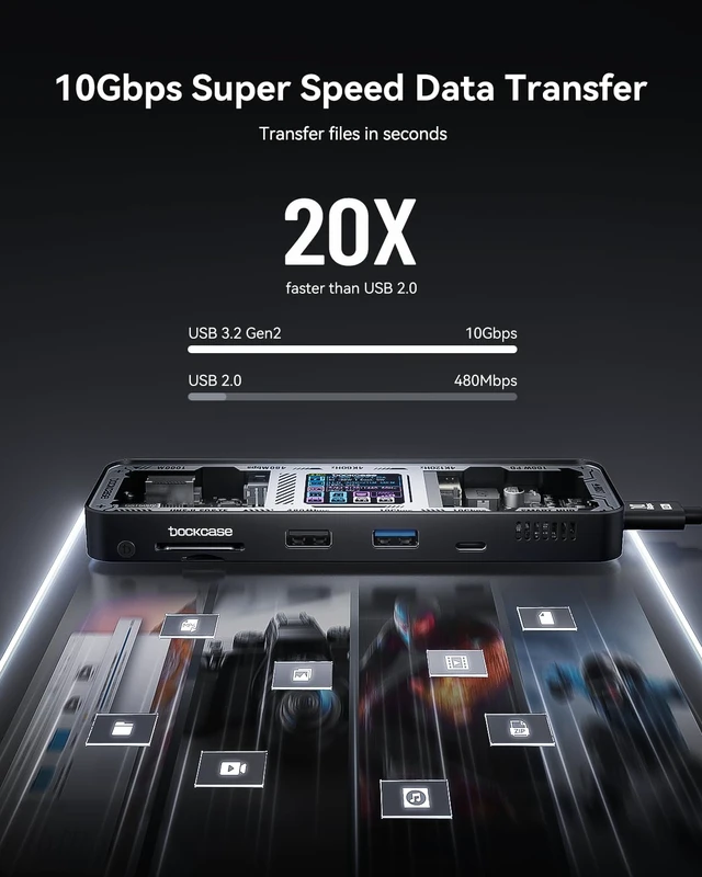 Alt view image 7 of 7 - Explorer Edition 10-in-1 USB C Hub, Dual 4K HDMI Docking Station for 2 Monitor, Gigabit Ethernet,1 USB-C and 3 USB-A Ports,100w PD, UHS-II TF/SD Card Reader for MacBook Pro, XPS, and More