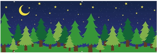 Main image of 10 x 30 ft Enchanted Forest Camping Backdrop Forest Night Scene Camping Background Supplies Photography Background for Theme Party Photo Banner Decoration