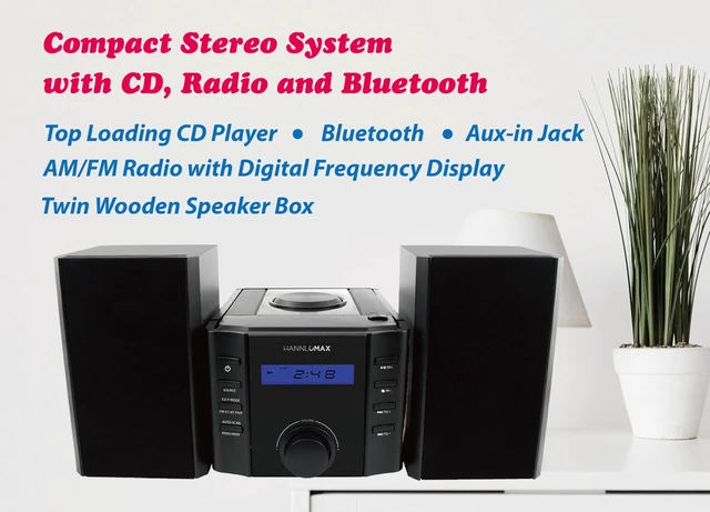 Alt view image 3 of 6 - HX-1081BT CD Music System with Radio and Bluetooth