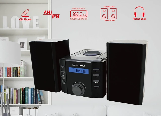 Alt view image 4 of 6 - HX-1081BT CD Music System with Radio and Bluetooth