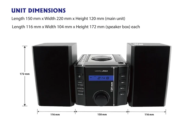 Alt view image 6 of 6 - HX-1081BT CD Music System with Radio and Bluetooth