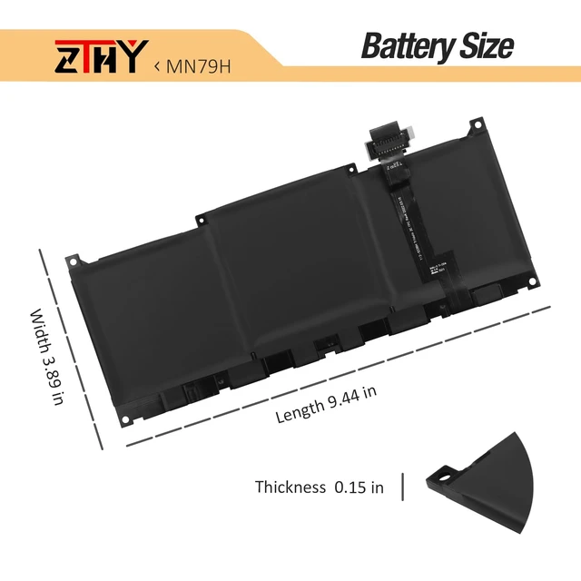 Alt view image 7 of 7 - MN79H Laptop Battery for Dell XPS 9320, XPS 13 9340 9345, XPS 13 Plus 9320 XPS9320-7585SLV-PUS P51G P151G001 P151G002 2FVJM 02FVJM J7H5M 0J7H5M NXRKW 0NXRKW TR7FC Battery Replacement 11.55V 55Wh 3Cell