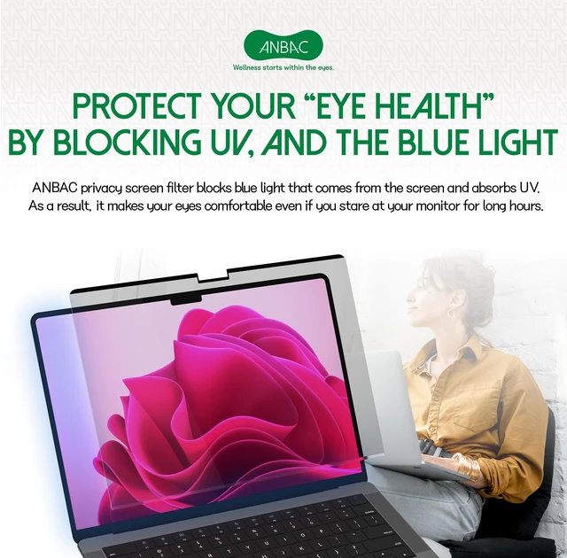 Alt view image 3 of 6 - Magnetic Privacy Screen for MacBook Pro 14 Inch (2021-2026, M1, M2, M3, M4, M5, Pro, Max), Removable Laptop Privacy Filter, Blue Light Blocking Shield and Protector