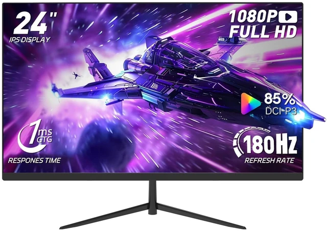 Main image of 24 Inch FHD IPS Gaming Monitor, 180Hz, 1ms, HDMI VGA Ports VESA Compatible, Tilt Adjustable, Borderless Design, Multi-Screen Capability, AMD FreeSync & G-Sync Compatible, Build-in Speakers