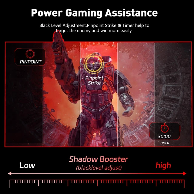 Alt view image 6 of 7 - 24 Inch FHD IPS Gaming Monitor, 180Hz, 1ms, HDMI VGA Ports VESA Compatible, Tilt Adjustable, Borderless Design, Multi-Screen Capability, AMD FreeSync & G-Sync Compatible, Build-in Speakers
