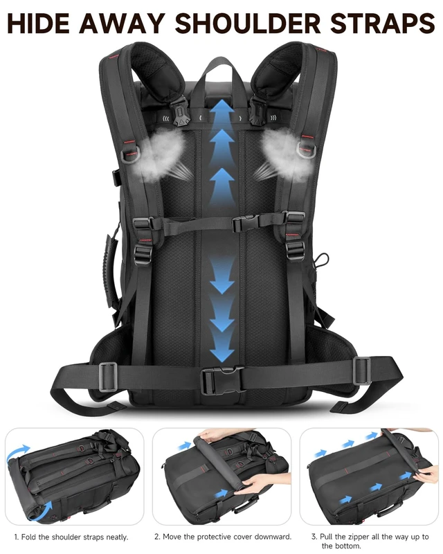 Alt view image 7 of 7 - Travel backpack for men,60L Extra Large Carry on Backpack Durable Convertible Duffle Bag with Shoe Compartment Fit for 17 Inch Laptop for travel, camping,Weekender Hiking