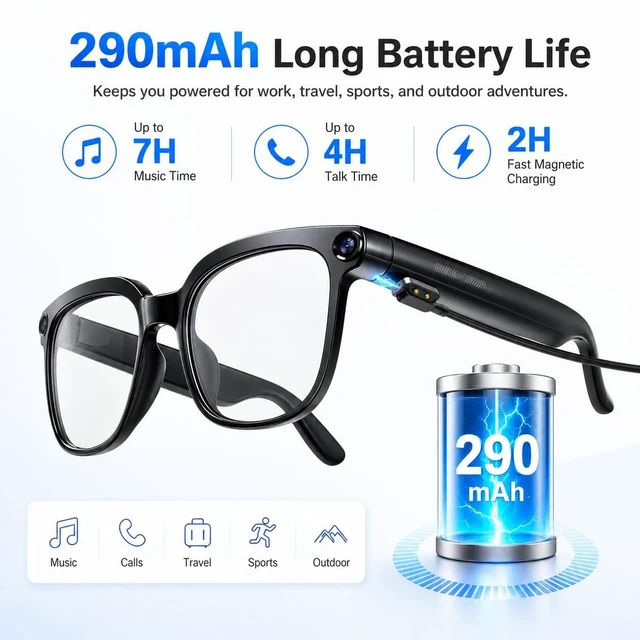 Alt view image 7 of 7 - AI Smart Glasses for Men & Women, 4K Photo & Video, Hands-Free POV Capture, Bluetooth Audio, AI Sunglasses Eyeglasses for Vlogging, Travel & Everyday Use