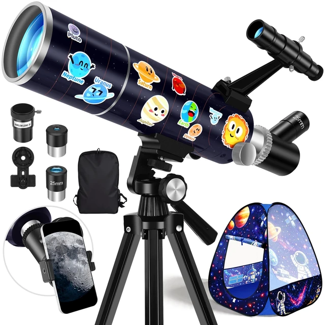 Main image of 80mm Portable Telescope Kit for Adults & Kids with Pop-Up Tent 500mm Refractor for Astronomy Beginners, Portable Travel Telescope Kit, Moon Viewing, Stargazing, Phone Adapter, Backpack