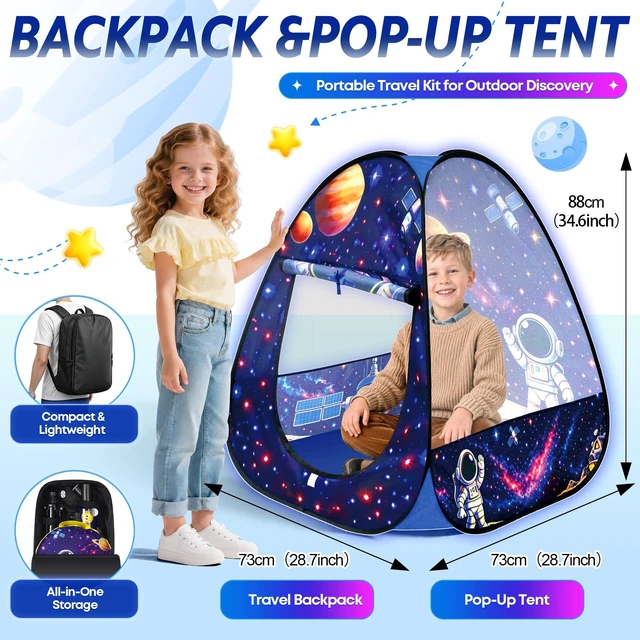 Alt view image 2 of 7 - 80mm Portable Telescope Kit for Adults & Kids with Pop-Up Tent 500mm Refractor for Astronomy Beginners, Portable Travel Telescope Kit, Moon Viewing, Stargazing, Phone Adapter, Backpack