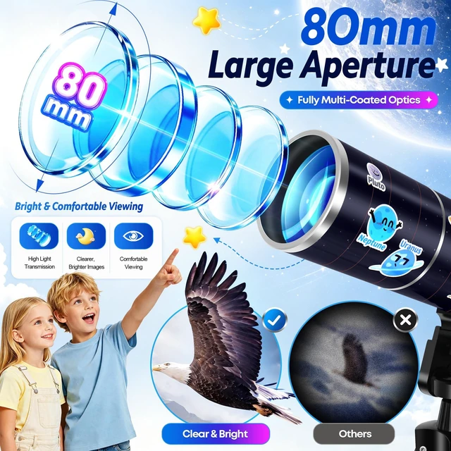 Alt view image 3 of 7 - 80mm Portable Telescope Kit for Adults & Kids with Pop-Up Tent 500mm Refractor for Astronomy Beginners, Portable Travel Telescope Kit, Moon Viewing, Stargazing, Phone Adapter, Backpack