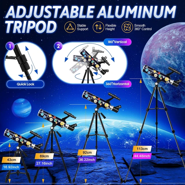 Alt view image 7 of 7 - 80mm Portable Telescope Kit for Adults & Kids with Pop-Up Tent 500mm Refractor for Astronomy Beginners, Portable Travel Telescope Kit, Moon Viewing, Stargazing, Phone Adapter, Backpack