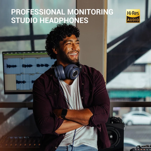Alt view image 3 of 7 - Monitor 60 Professional Studio Headphones for Recording and Mixing Hi-Res wired monitoring with soft earmuffs and 6.35mm adapter for recording, tracking, mixing, DJing and broadcast