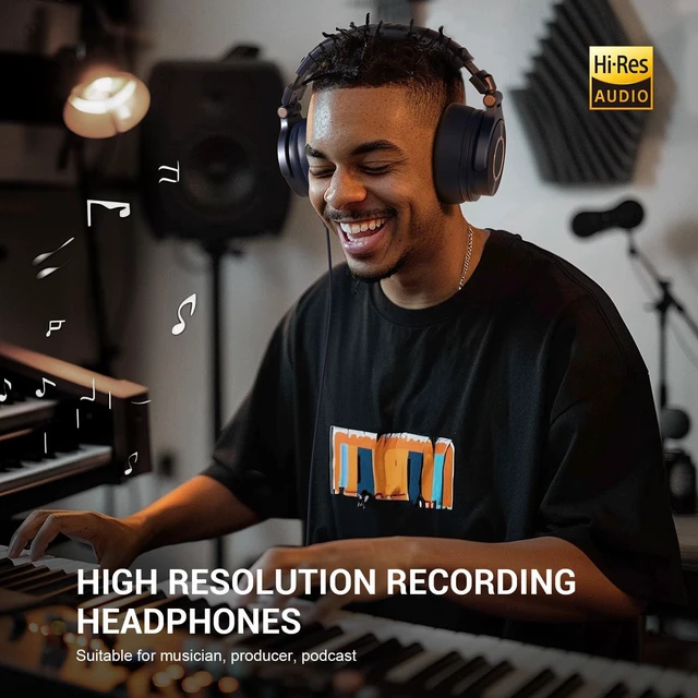 Alt view image 2 of 7 - Monitor 60 Professional Studio Headphones for Recording and Mixing Hi-Res wired monitoring with soft earmuffs and 6.35mm adapter for recording, tracking, mixing, DJing and broadcast
