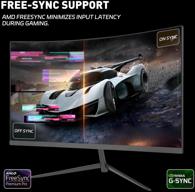 Alt view image 3 of 7 - 24-inch Curved Gaming Monitor, FHD 180Hz 1ms Computer Monitor, 1800R, AMD FreeSync & G-Sync Compatible, HDMI DP VESA Built-in Speakers