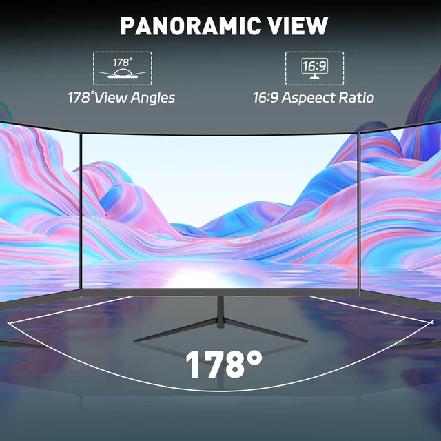 Alt view image 6 of 7 - 24-inch Curved Gaming Monitor, FHD 180Hz 1ms Computer Monitor, 1800R, AMD FreeSync & G-Sync Compatible, HDMI DP VESA Built-in Speakers