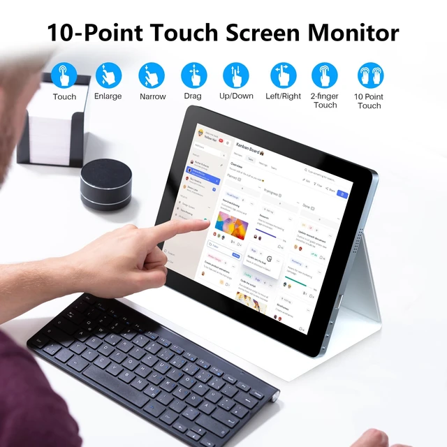 Alt view image 3 of 7 - 9.7" 2K Portable Monitor Touchscreen, 2048x1536 IPS Display with 10-Point Touch, HDMI & Dual USB-C, CNC Aluminum Body, Built-in Speaker, Protective Case for PC/Phone/Travel/Home Office